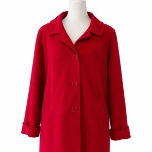 Vintage 1960’s Women’s Red Wool Coat | Size XL | Classic & Timeless